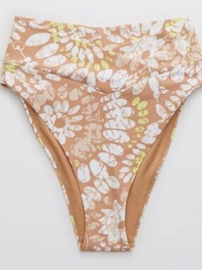 NWT Aerie Crossover High Waisted High Cut Cheeky Bikini Bottoms Size L